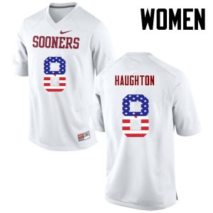 Women OU #8 Kahlil Haughton White USA Flag Fashion College Jerseys 753475-813