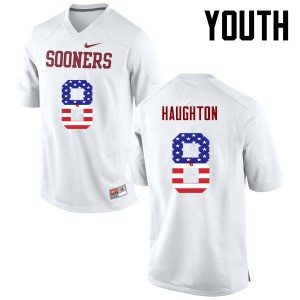 Youth Oklahoma Sooners #8 Kahlil Haughton White USA Flag Fashion Embroidery Jerseys 330046-762