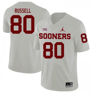 Men Sooners #80 Kayhon Russell White Football Jersey 805796-890