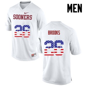 Men's OU Sooners #26 Kennedy Brooks White USA Flag Fashion Stitched Jersey 291242-529