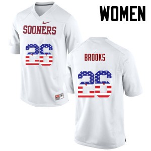 Women Oklahoma Sooners #26 Kennedy Brooks White USA Flag Fashion Embroidery Jerseys 581555-110