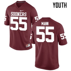 Youth OU Sooners #55 Kenneth Mann Crimson Game University Jersey 166432-310