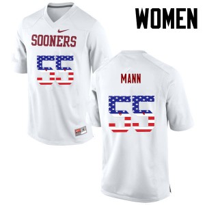 Womens Oklahoma Sooners #55 Kenneth Mann White USA Flag Fashion Official Jerseys 345844-511