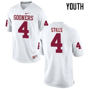 Youth OU Sooners #4 Kenny Stills White Game Stitch Jersey 463607-524