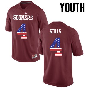 Youth Oklahoma #4 Kenny Stills Crimson USA Flag Fashion NCAA Jerseys 662428-365