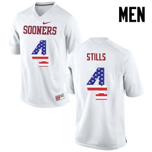 Men's OU #4 Kenny Stills White USA Flag Fashion Stitched Jersey 654823-797