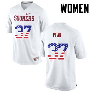 Women's Oklahoma Sooners #37 Kyle Pfau White USA Flag Fashion Embroidery Jersey 288399-515
