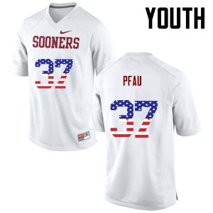 Youth OU Sooners #37 Kyle Pfau White USA Flag Fashion Stitch Jersey 436596-876