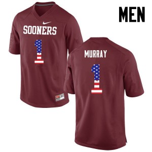 Men OU #1 Kyler Murray Crimson USA Flag Fashion College Jerseys 255069-845