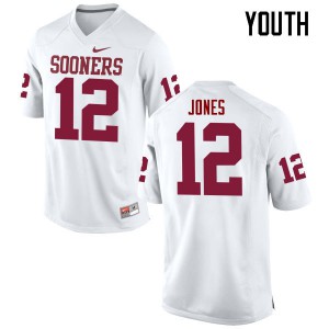 Youth Oklahoma Sooners #12 Landry Jones White Game Official Jersey 330406-352