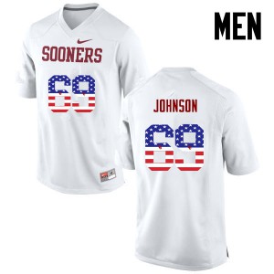 Mens Oklahoma Sooners #69 Lane Johnson White USA Flag Fashion Football Jersey 393855-884