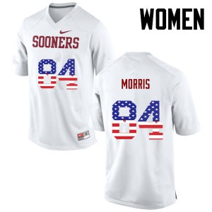 Women Sooners #84 Lee Morris White USA Flag Fashion NCAA Jersey 169970-209