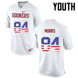 Youth Sooners #84 Lee Morris White USA Flag Fashion University Jerseys 622744-583