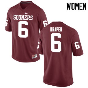 Women Oklahoma Sooners #6 Levi Draper Crimson Game NCAA Jersey 388291-374
