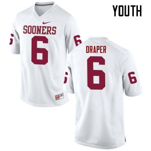 Youth OU Sooners #6 Levi Draper White Game Football Jerseys 972885-118