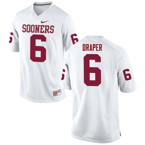 Mens OU Sooners #6 Levi Draper White Game Football Jerseys 950532-446
