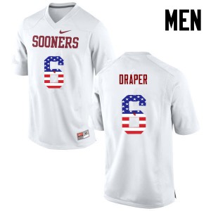 Men's Sooners #6 Levi Draper White USA Flag Fashion University Jersey 603687-239