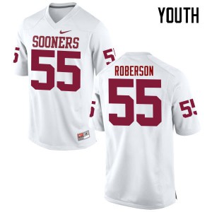 Youth OU #55 Logan Roberson White Game Stitch Jersey 772334-667