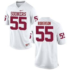 Men Sooners #55 Logan Roberson White Game Football Jerseys 125661-909