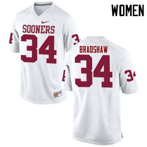 Women OU Sooners #34 Malik Bradshaw White Game NCAA Jersey 232128-954