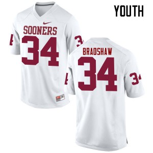 Youth Oklahoma Sooners #34 Malik Bradshaw White Game Stitch Jersey 352151-214