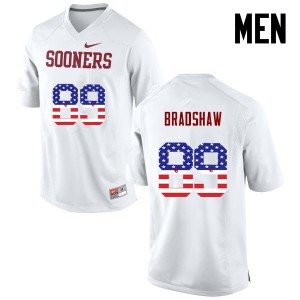 Mens Sooners #89 Malik Bradshaw White USA Flag Fashion Official Jersey 451363-712
