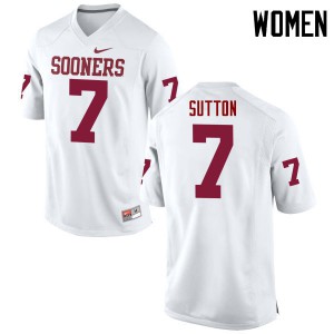 Womens Sooners #7 Marcelias Sutton White Game Football Jerseys 319355-182