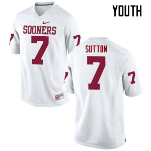 Youth Sooners #7 Marcelias Sutton White Game Player Jersey 702875-166