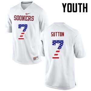 Youth Sooners #7 Marcelias Sutton White USA Flag Fashion Stitched Jerseys 333508-959