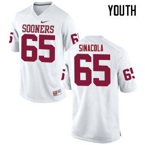 Youth OU Sooners #65 Mario Sinacola White Game NCAA Jerseys 706570-967
