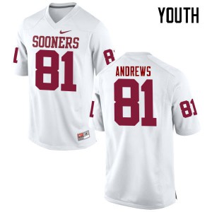 Youth OU Sooners #81 Mark Andrews White Game Embroidery Jersey 381486-854