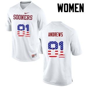 Women Oklahoma Sooners #81 Mark Andrews White USA Flag Fashion Embroidery Jersey 863926-661