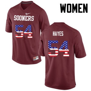Women's Sooners #54 Marquis Hayes Crimson USA Flag Fashion Player Jersey 832567-132