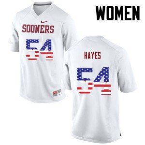 Womens Oklahoma #54 Marquis Hayes White USA Flag Fashion High School Jersey 894924-220