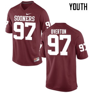 Youth OU Sooners #97 Marquise Overton Crimson Game Embroidery Jerseys 169970-907