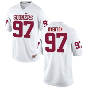 Men's OU Sooners #97 Marquise Overton White Game Official Jerseys 587435-123
