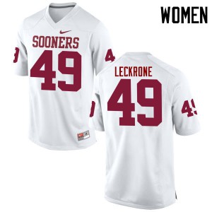 Womens Sooners #49 Matthew Leckrone White Game College Jersey 460270-820
