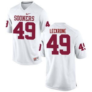 Mens Sooners #49 Matthew Leckrone White Game Stitched Jersey 485568-969