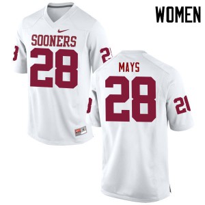 Women Sooners #28 Michael Mays White Game Official Jerseys 864883-547