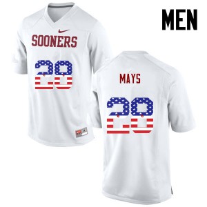 Mens Oklahoma Sooners #28 Michael Mays White USA Flag Fashion Official Jersey 998377-651