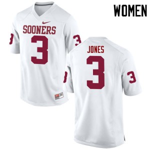 Women's OU #3 Mykel Jones White Game College Jerseys 651662-780