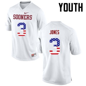 Youth Sooners #3 Mykel Jones White USA Flag Fashion NCAA Jerseys 857011-512