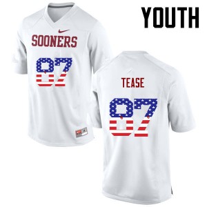 Youth Oklahoma Sooners #87 Myles Tease White USA Flag Fashion Official Jersey 274013-809