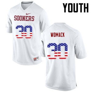 Youth Sooners #30 Nathan Womack White USA Flag Fashion NCAA Jersey 613213-375