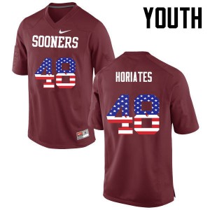 Youth Oklahoma #48 Nick Horiates Crimson USA Flag Fashion Stitched Jersey 651432-216