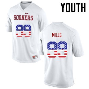 Youth Sooners #99 Nick Mills White USA Flag Fashion High School Jersey 540939-668