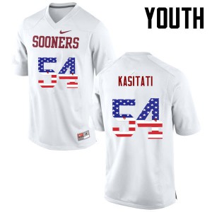 Youth Oklahoma Sooners #54 Nila Kasitati White USA Flag Fashion Stitched Jerseys 872364-610