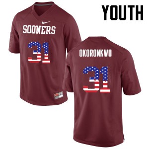 Youth OU Sooners #31 Ogbonnia Okoronkwo Crimson USA Flag Fashion NCAA Jersey 897219-746