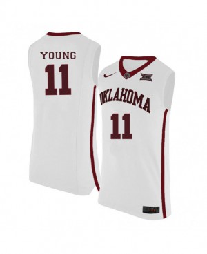 Mens Oklahoma #11 Trae Young White College Jersey 513747-715