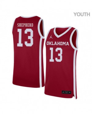 Youth Sooners #13 Jordan Shepherd Red Home NCAA Jerseys 307609-883